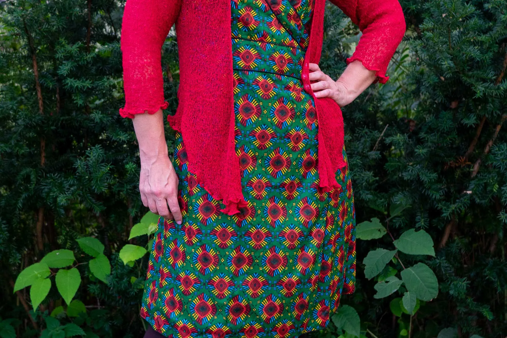 1 Cotton dress - 2 prints - reversible wrap dress- retro dots