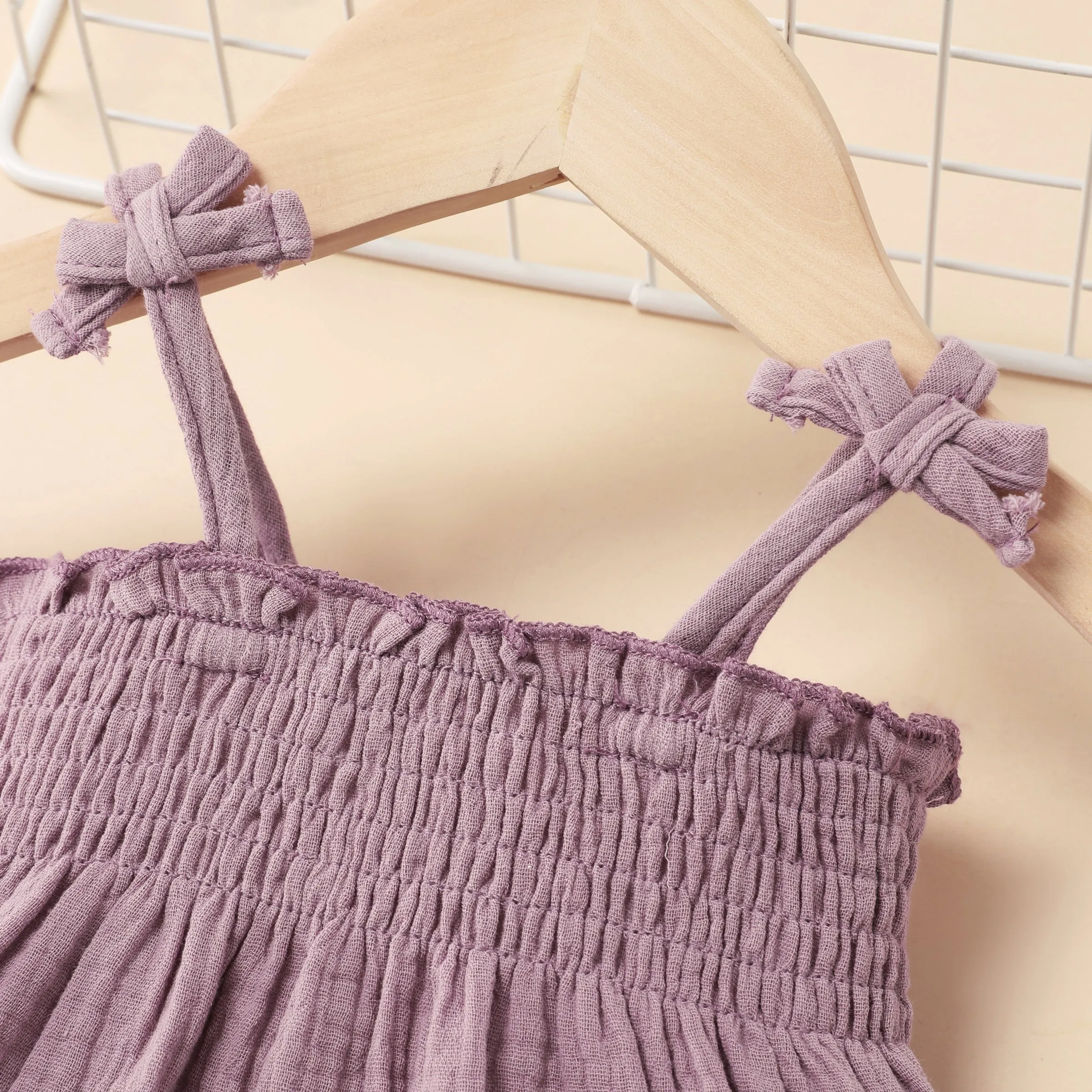 2pcs Baby Girl Cute Smocking 100% Cotton Suspenders and Short Pants Set
