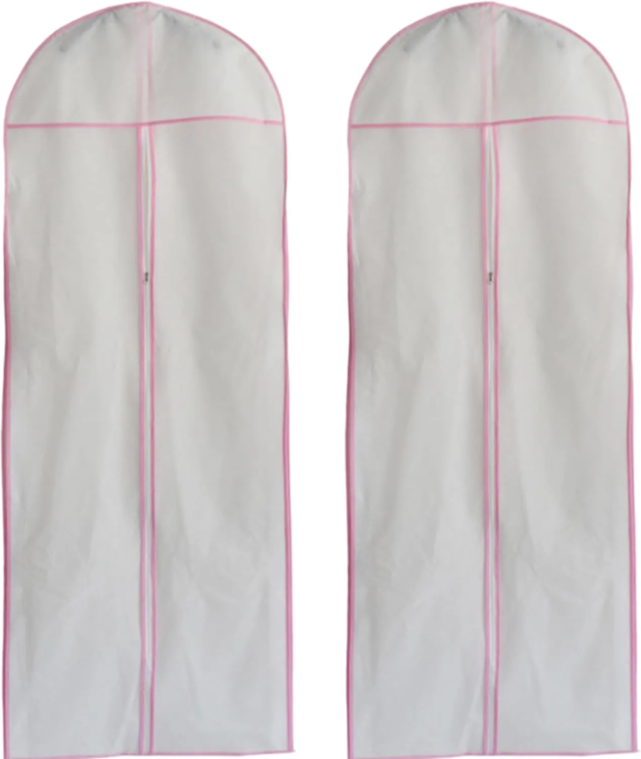 2PCS Bridal Wedding Gown Dress Garment Bag 71x24 Inch Long Dress Bags Covers, Breathable Non-woven Fabric Clothes Storage Covers with Zips for Dance Costumes Suits