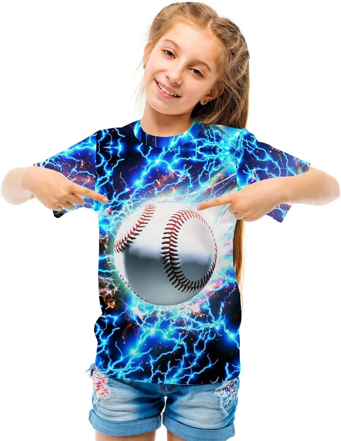 3D Graphic Kids T Shirt, Unisex Creative Print Crewneck Shirts, Boys Girls Short Sleeve Tees for 6-16 Years Teens