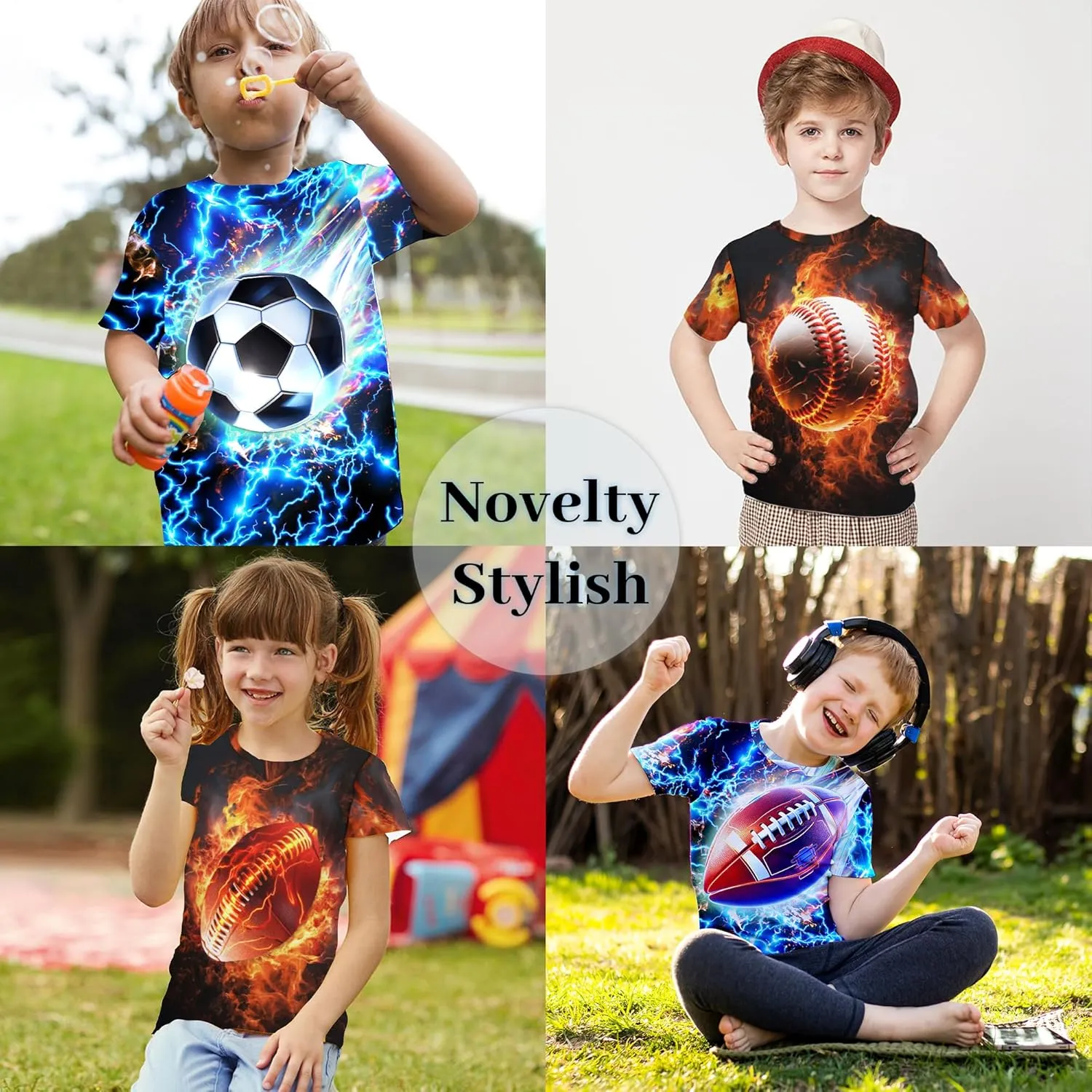3D Graphic Kids T Shirt, Unisex Creative Print Crewneck Shirts, Boys Girls Short Sleeve Tees for 6-16 Years Teens