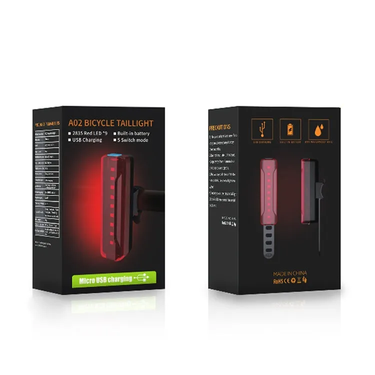 AMZER Bicycle Taillight Bicycle Riding Motorcycle Electric Car LED Mountain Bike USB Rechargeable Safety Warning Light (50 Hours, Color Box)
