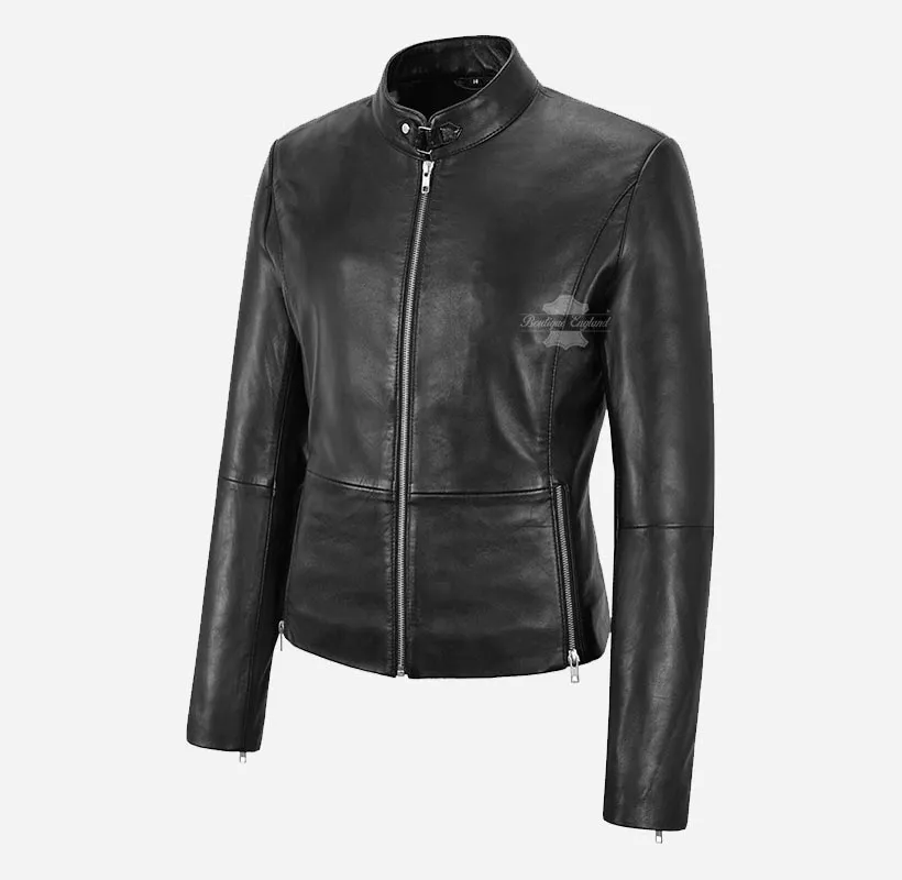 Anne Women's Leather Biker Jacket Black Leather Jacket