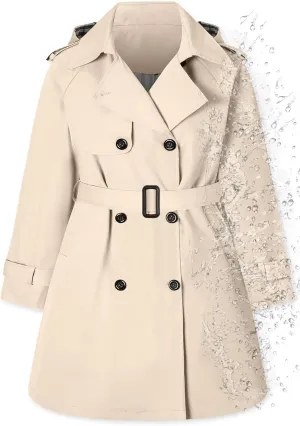 Betusline Girls & Women's Rain Jackets Waterproof Hooded Trench Coat,3 Years - Women 2XL