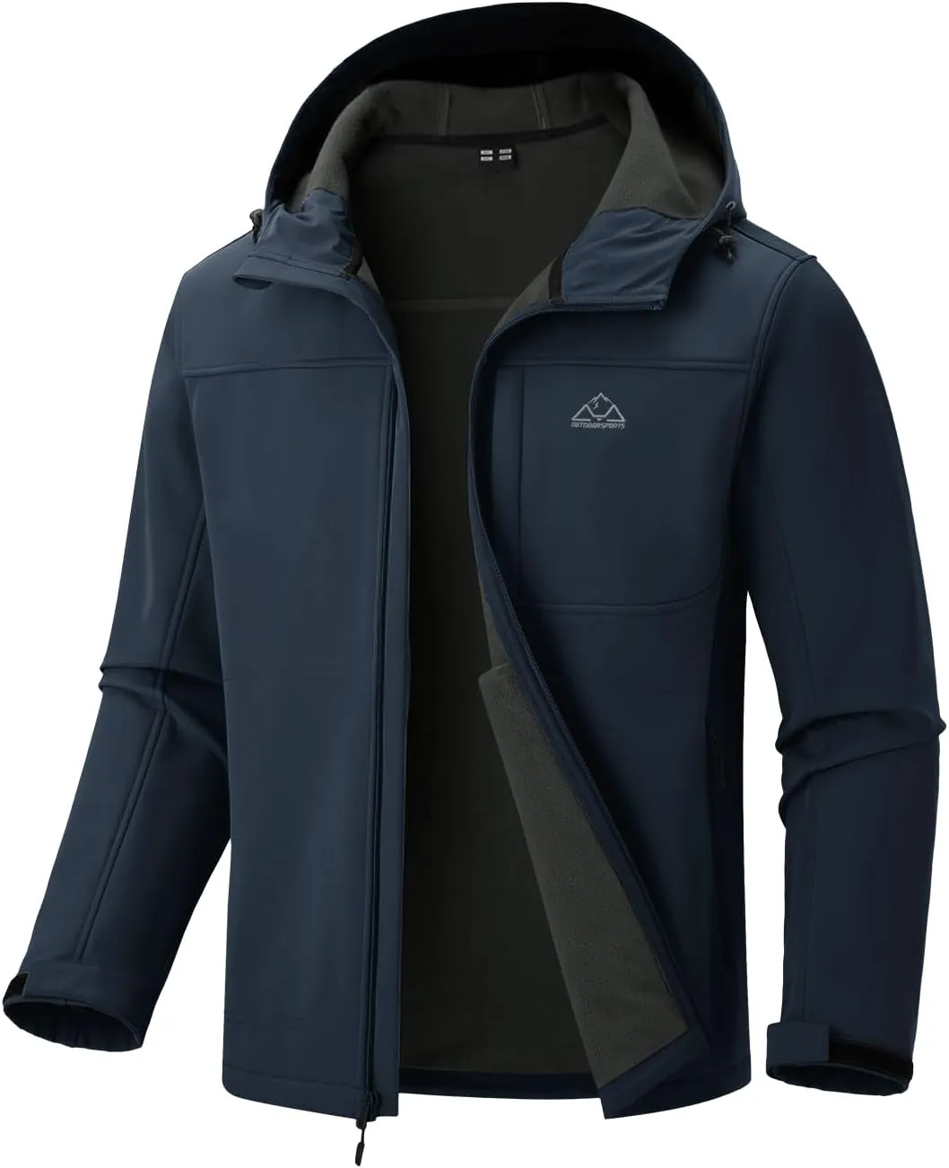 BGOWATU Men's Softshell Jacket Fall Winter Warm Fleece Lined Hooded Jacket Lightweight Windbreaker Casual Coats with Pockets