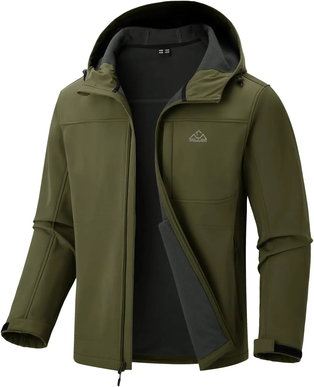 BGOWATU Men's Softshell Jacket Fall Winter Warm Fleece Lined Hooded Jacket Lightweight Windbreaker Casual Coats with Pockets