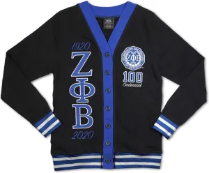 Big Boy Zeta Phi/ Beta Centennial Divine 9 S10 Light Weight Ladies Cardigan [Black] - ID#27258-15-85-0-0