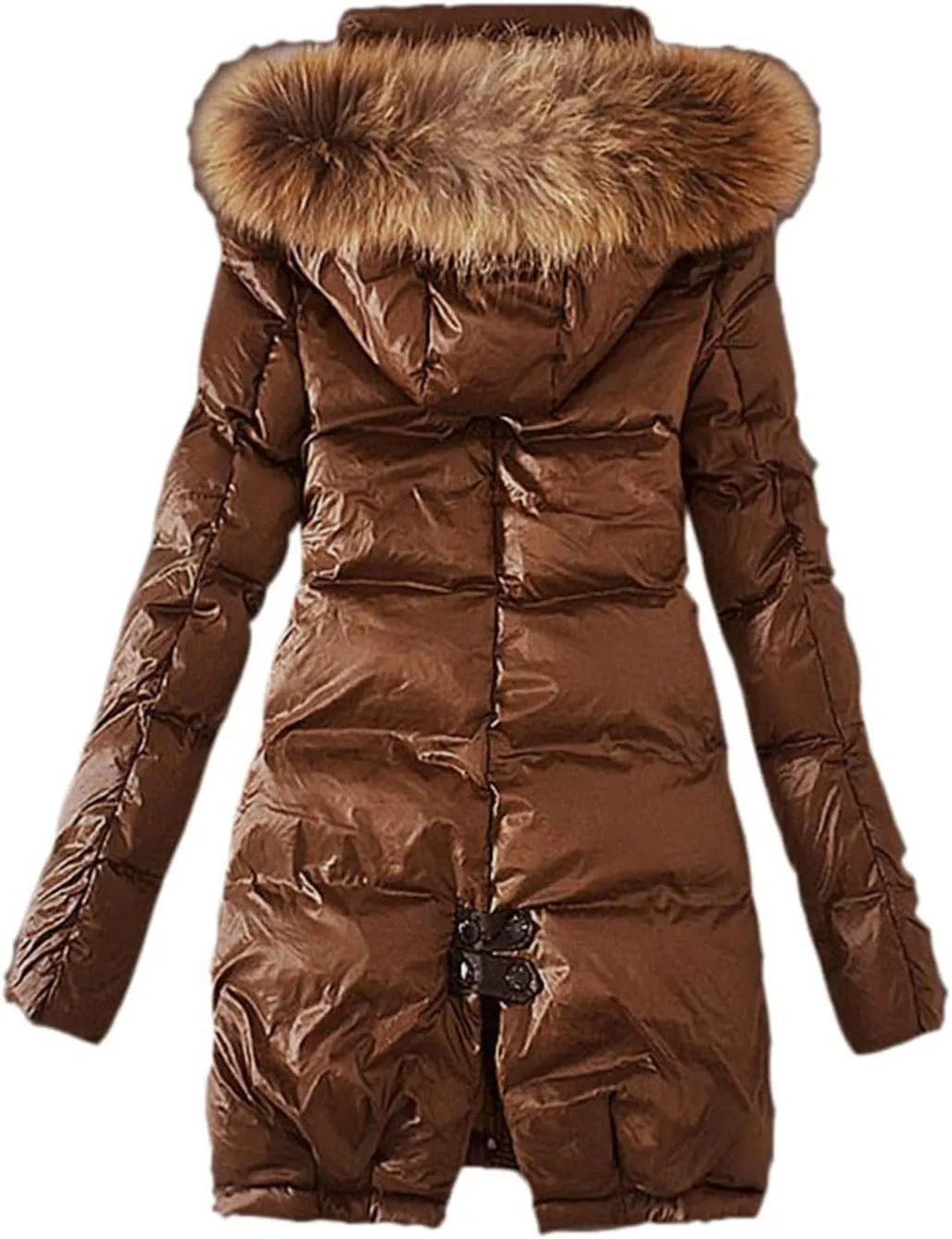 DGHM-JLMY Women's Long Slim Down Cotton-Padded Jacket Winter Hooded Coat Thicken Puffer Parka with Faux Fur Trim Hood