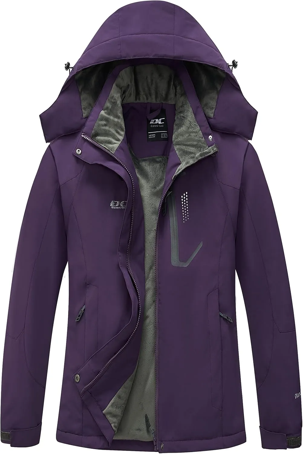 Diamond Candy Women's Winter Ski Jacket Hooded Windproof Warm Jackets Snow Waterproof Rain Coat