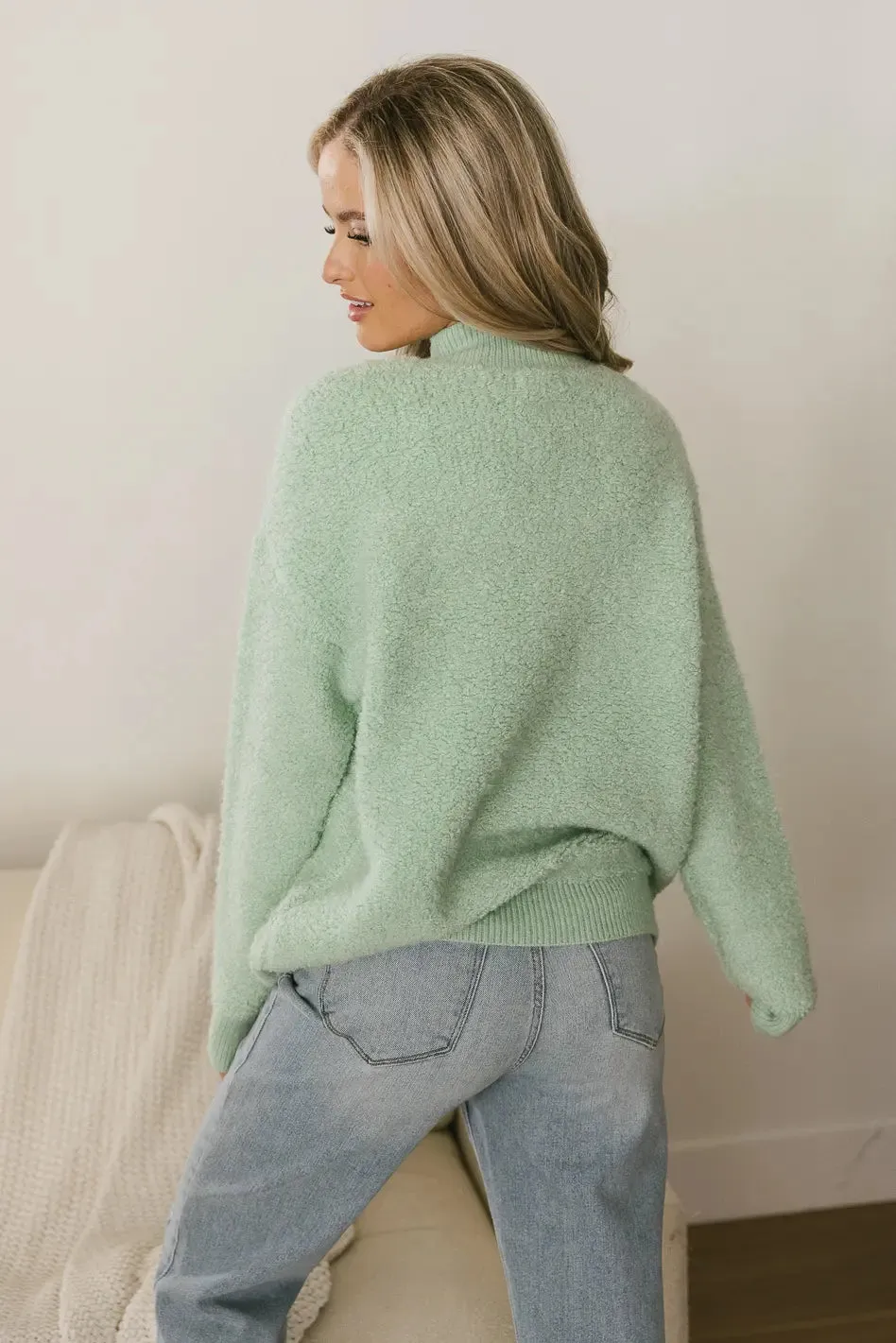 Eilana Cozy Sweater in Green - FINAL SALE