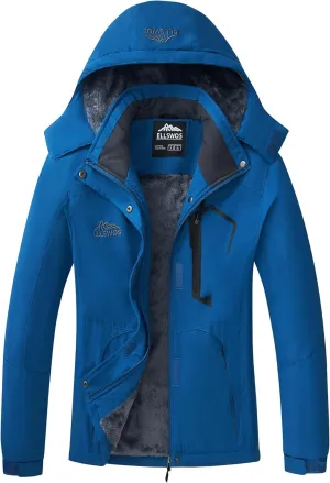 ELLSWOS Womens Winter Coats Waterproof Ski Jacket Warm Snow Jackets Windproof Windbreaker Hooded Raincoat
