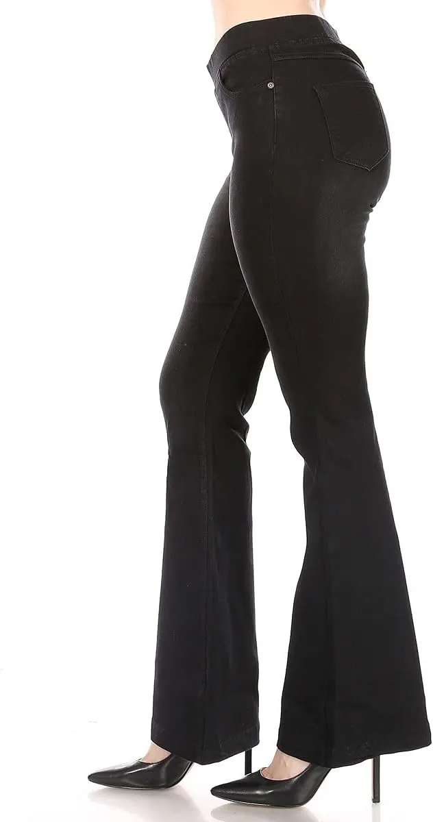 Flare Jeans for Women Ladies Elastic Pull-On Skinny Flared Bootcut Denim Jeggings