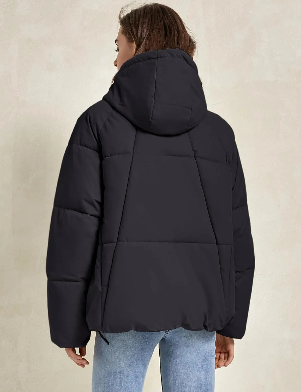 Flygo Womens Hoodies Puffer Jacket Zip Up Quilted Hooded Bubble Padded Down Winter Coats Long Sleeve Jackets with Pockets