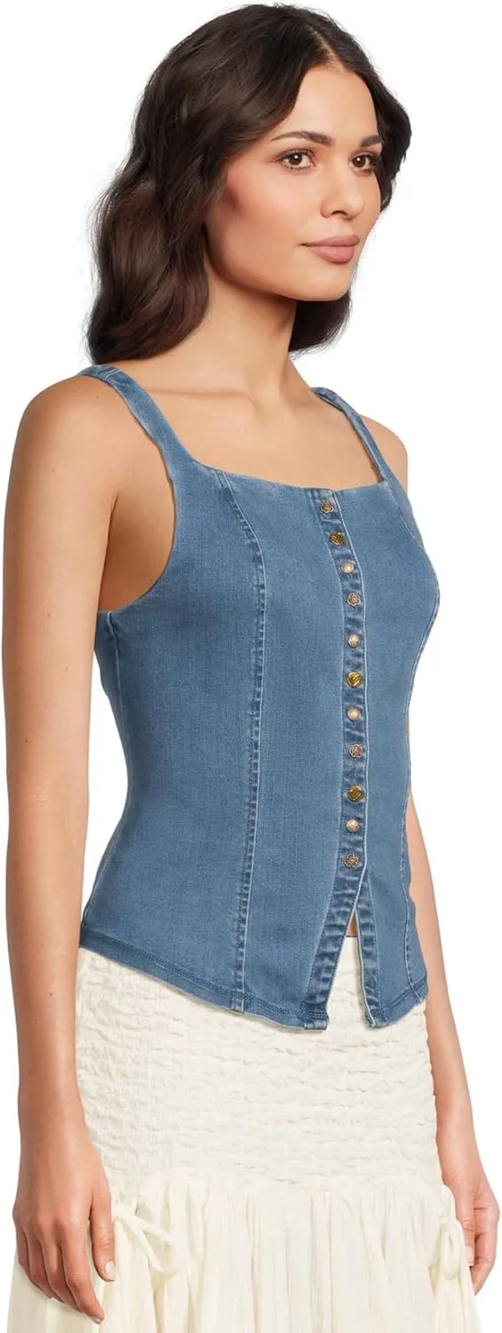 Free People womens A Moment in Time Denim Vest