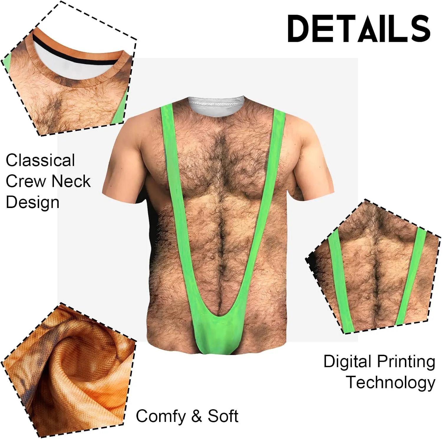 Goodstoworld Unisex 3D Fake Abs T Shirts Shredded Chest Printed Short Sleeve Costume Novelty Tees Shirt