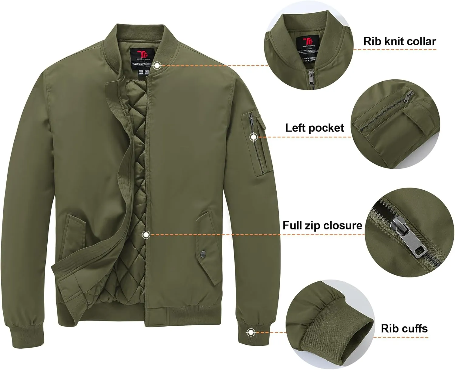 Gopune Men's Windproof Bomber Jacket Warm Water Resistant Windbreaker Winter Outwear Quilted Jackets Coats