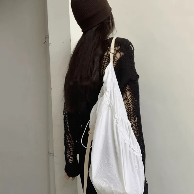 Gothic Hollow Out Oversized Knitted Sweater / Grunge Long Sleeves See-Through Pullovers
