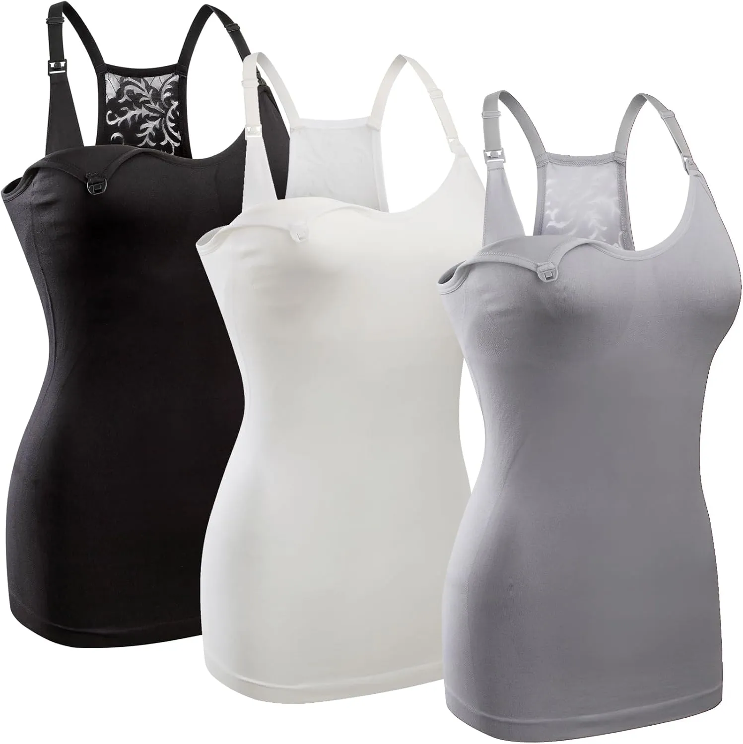 GXXGE 4Pack Women's Nursing Tank Top Cami Nursing Maternity Bra Breastfeeding Shirts with Adjustable Straps