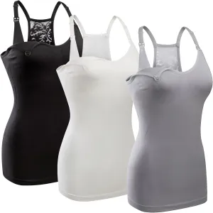 GXXGE 4Pack Women's Nursing Tank Top Cami Nursing Maternity Bra Breastfeeding Shirts with Adjustable Straps