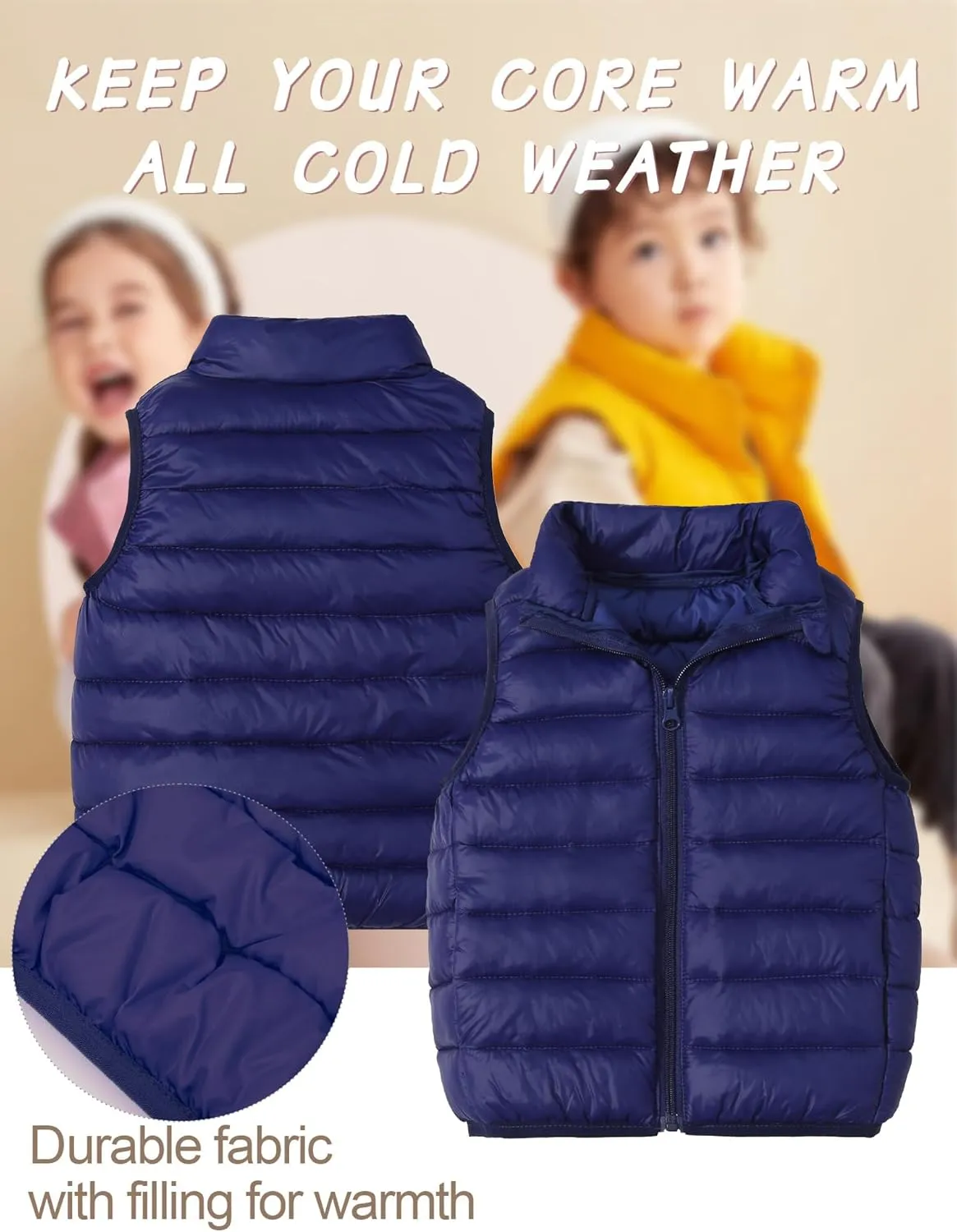 Happy Cherry Kids Boys Girls Lightweight Down Puffer Vest Sleeveless Windproof Packable Warm Winter Vest