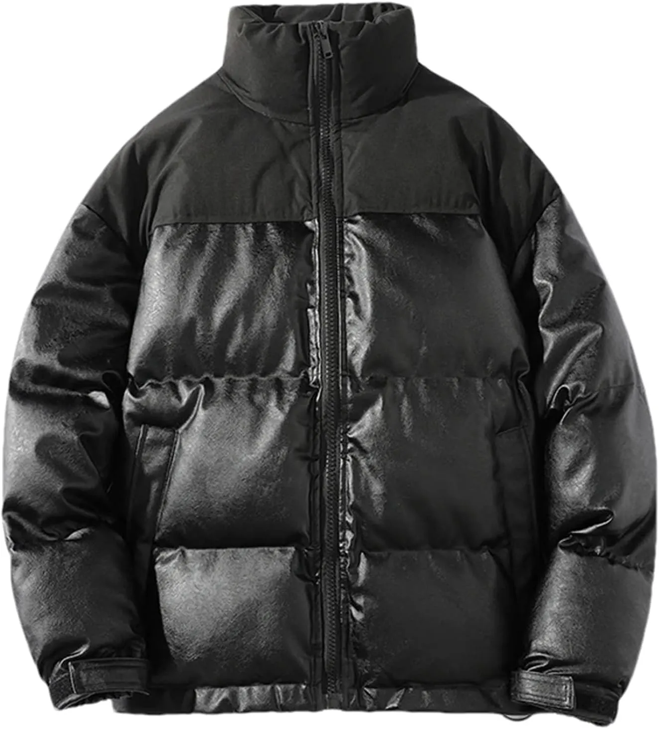 Hgvcfcv Men Thicken Thermal Cotton-Padded Jacket Loose Stand-Up Collar Coat Winter Quilted Coat