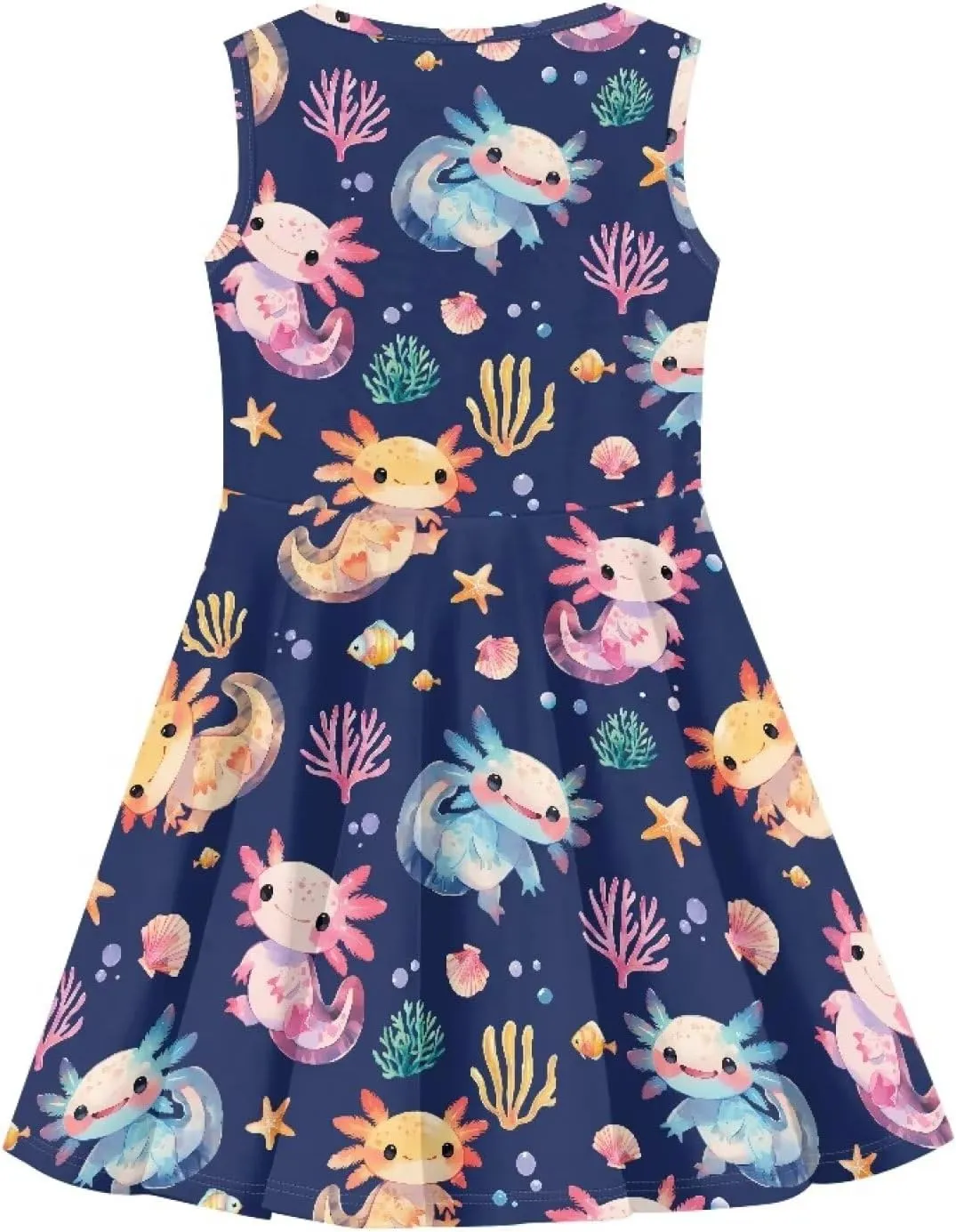 INSTANTARTS Girls Dress Breathable Stretch Tank Swing Midi Dresses Sleeveless Round Neck Summer Skater Dress