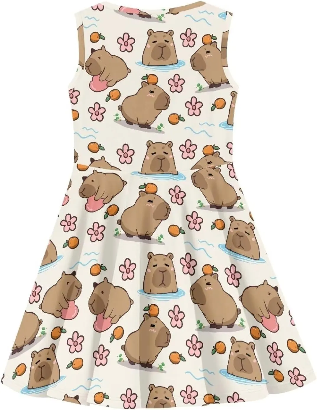 INSTANTARTS Girls Dress Breathable Stretch Tank Swing Midi Dresses Sleeveless Round Neck Summer Skater Dress