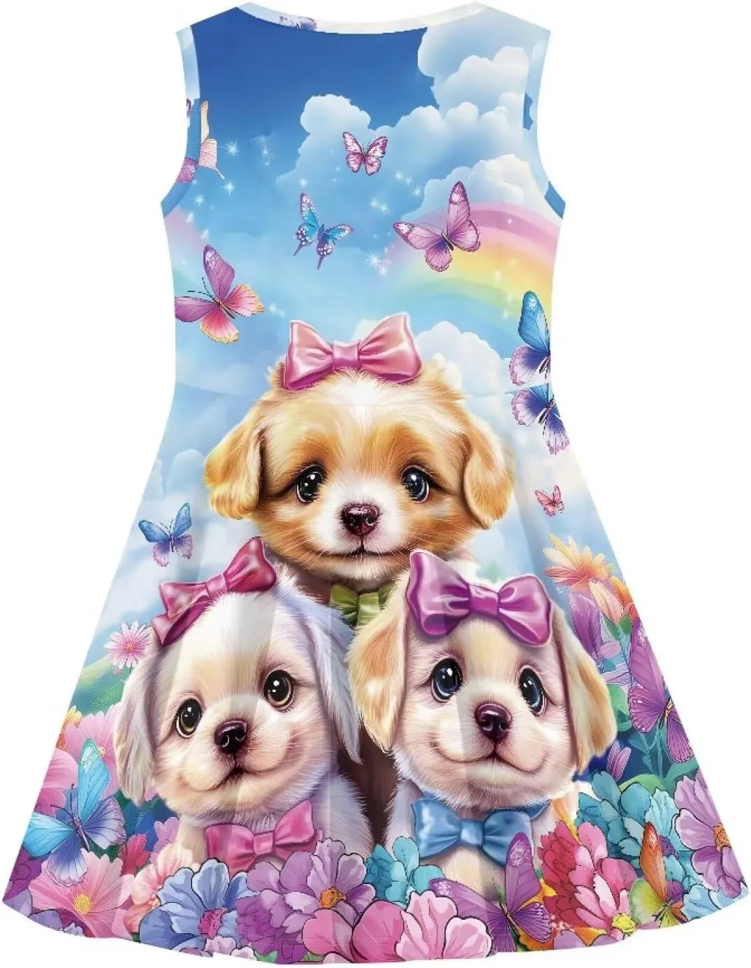 INSTANTARTS Girls Dress Breathable Stretch Tank Swing Midi Dresses Sleeveless Round Neck Summer Skater Dress