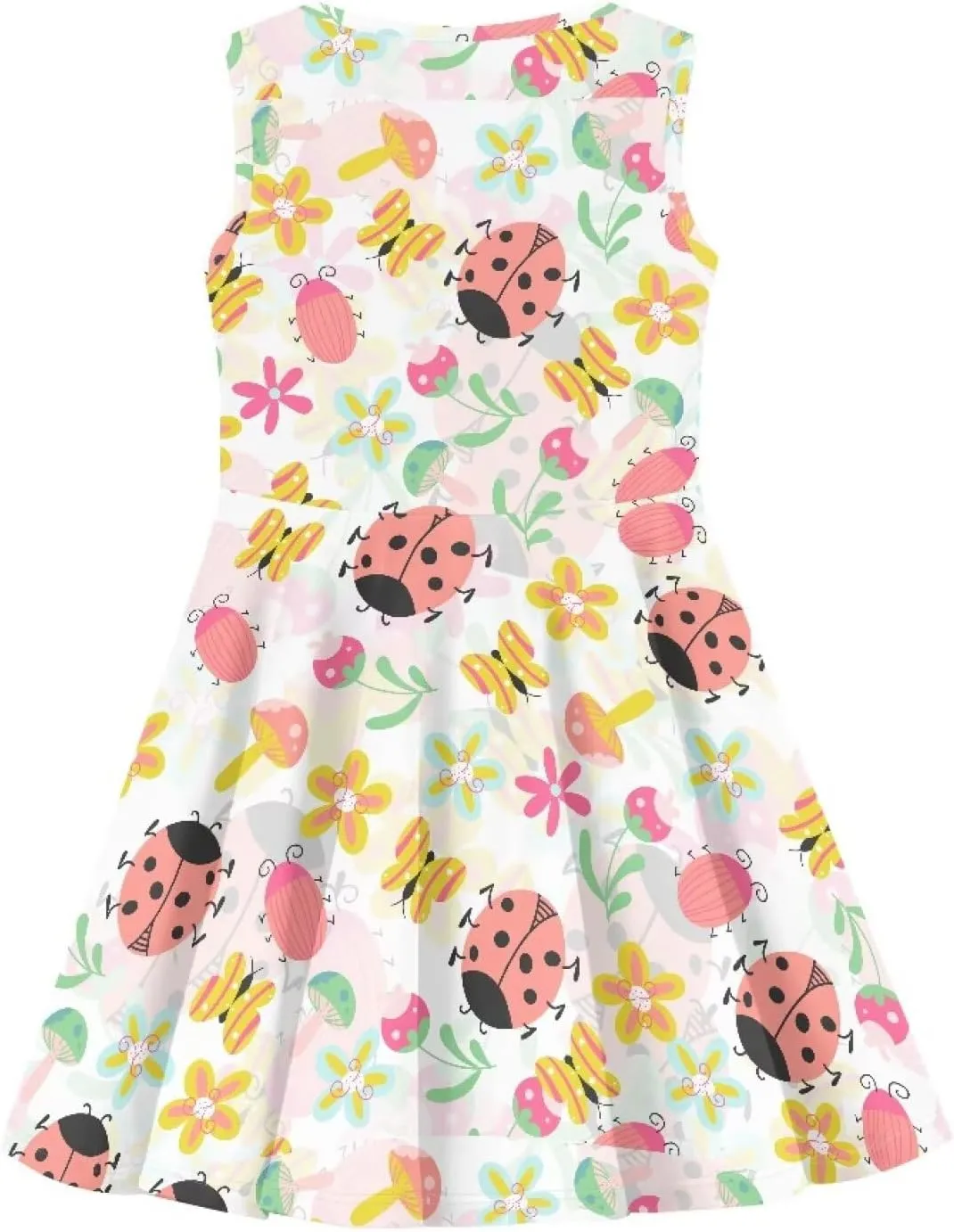 INSTANTARTS Girls Dress Breathable Stretch Tank Swing Midi Dresses Sleeveless Round Neck Summer Skater Dress