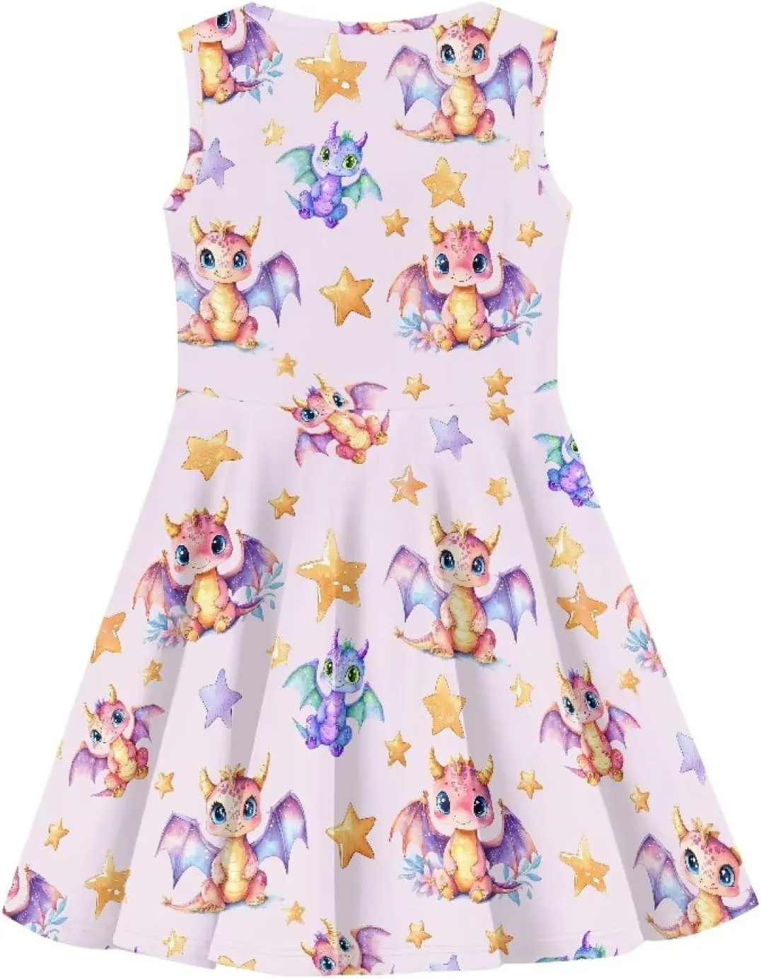 INSTANTARTS Girls Dress Breathable Stretch Tank Swing Midi Dresses Sleeveless Round Neck Summer Skater Dress
