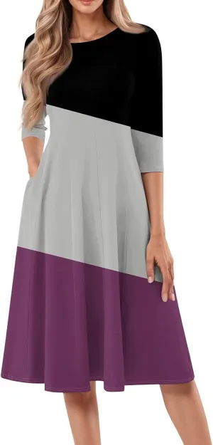 Ladies Floral Lightweight Dress Midi Breathable Beachwear Sleevelesss Vacation A-Line Weddings Pockets, Fashion Dresses