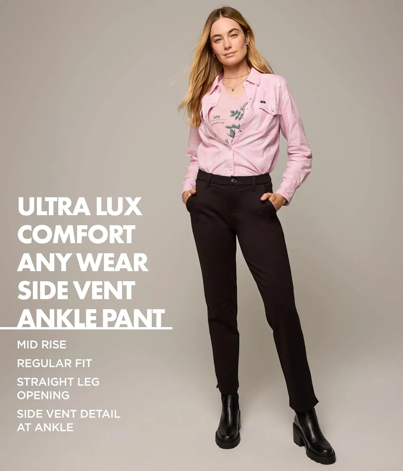 Lee Women's Ultra Lux Comfort Any Wear Side Vent Ankle Pant