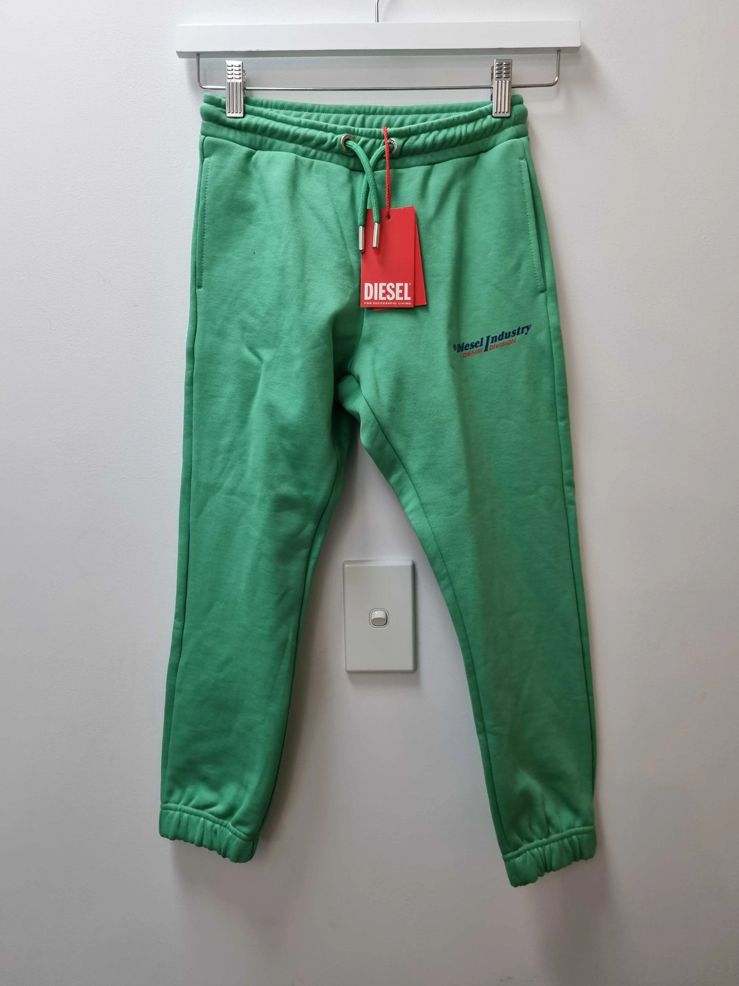 Logo Print Green Track Pants