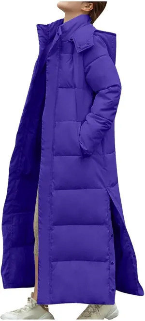 Long Winter Coats for Women Hooded Zip Up Casual Thickened Down Jackets Trendy Warm Heavyweight Parka Outerwear