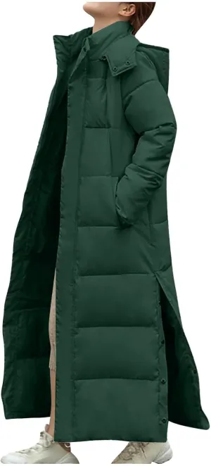 Long Winter Coats for Women Hooded Zip Up Casual Thickened Down Jackets Trendy Warm Heavyweight Parka Outerwear