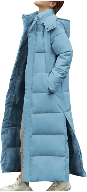 Long Winter Coats for Women Hooded Zip Up Casual Thickened Down Jackets Trendy Warm Heavyweight Parka Outerwear