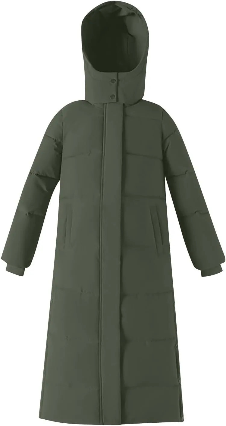 Long Winter Coats for Women Hooded Zip Up Casual Thickened Down Jackets Trendy Warm Heavyweight Parka Outerwear