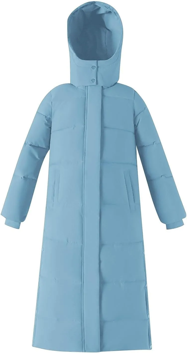 Long Winter Coats for Women Hooded Zip Up Casual Thickened Down Jackets Trendy Warm Heavyweight Parka Outerwear