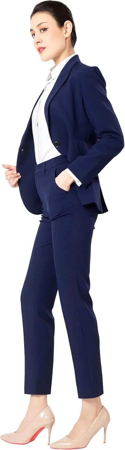 Marycrafts Women's Blazer Pant Suits Set Business Professional Workwear Suit