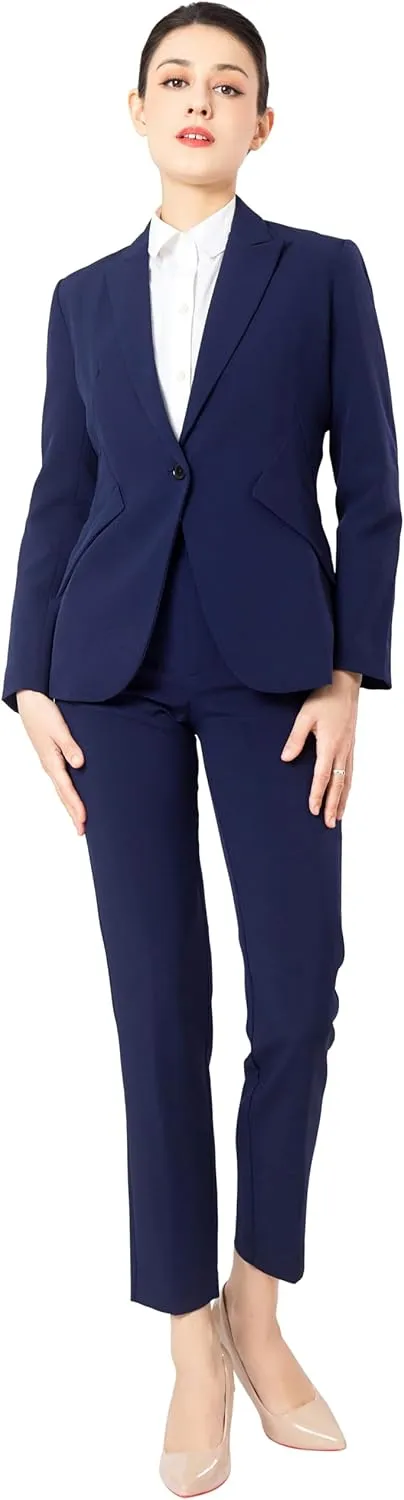 Marycrafts Women's Blazer Pant Suits Set Business Professional Workwear Suit