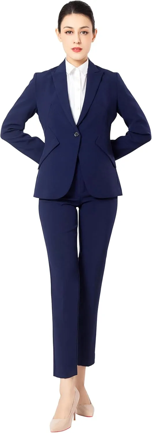 Marycrafts Women's Blazer Pant Suits Set Business Professional Workwear Suit