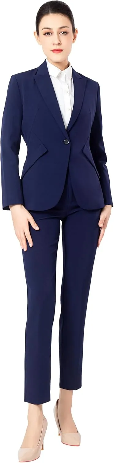 Marycrafts Women's Blazer Pant Suits Set Business Professional Workwear Suit