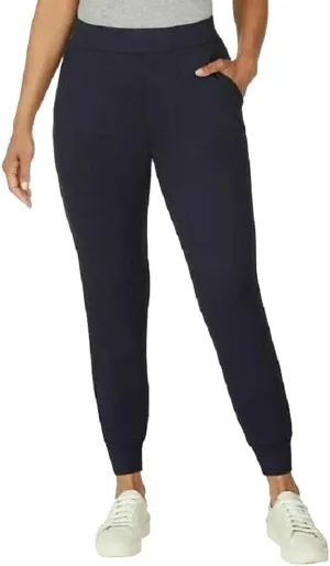 Matty M Women's Essential Comfort Jogger Pants (Small, Navy)