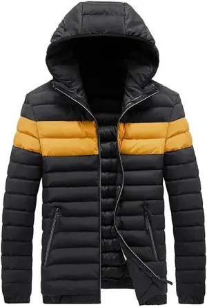 Men Cotton Padded Winter Warm Jackets Outwear Thick Windproof Hooded Parka Coats