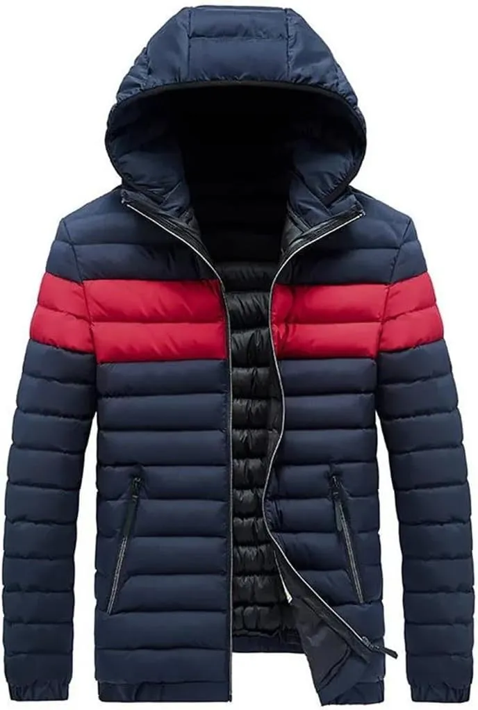 Men Cotton Padded Winter Warm Jackets Outwear Thick Windproof Hooded Parka Coats