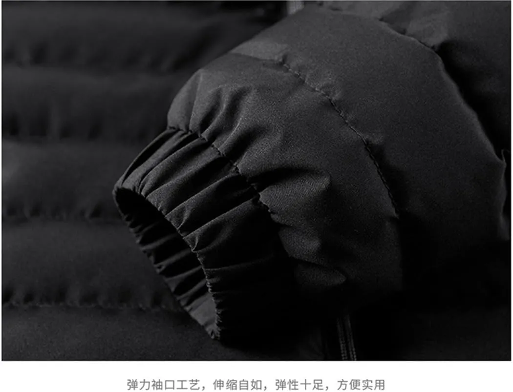 Men Cotton Padded Winter Warm Jackets Outwear Thick Windproof Hooded Parka Coats