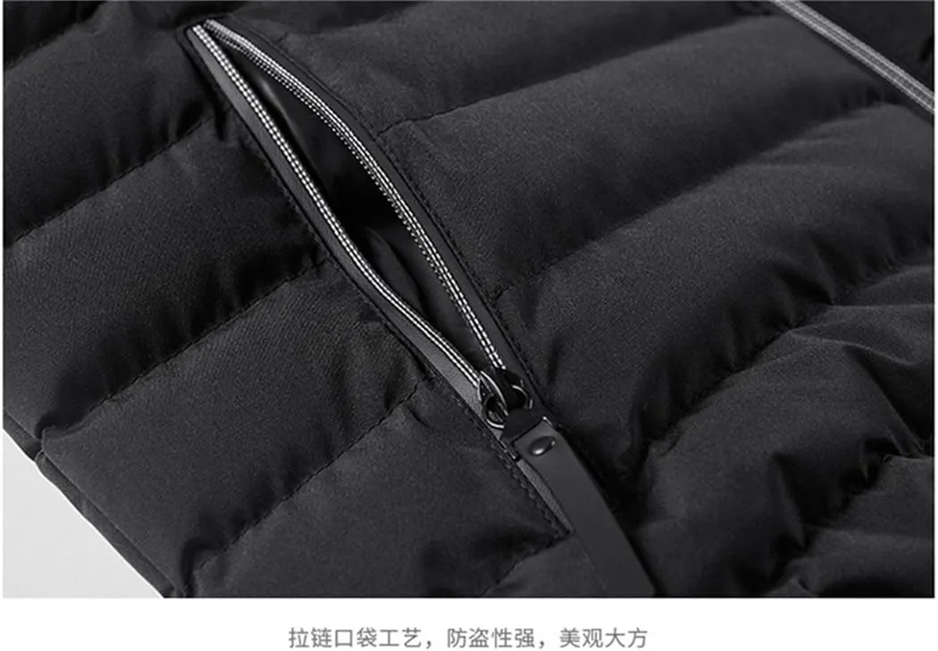 Men Cotton Padded Winter Warm Jackets Outwear Thick Windproof Hooded Parka Coats