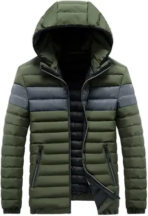 Men Cotton Padded Winter Warm Jackets Outwear Thick Windproof Hooded Parka Coats