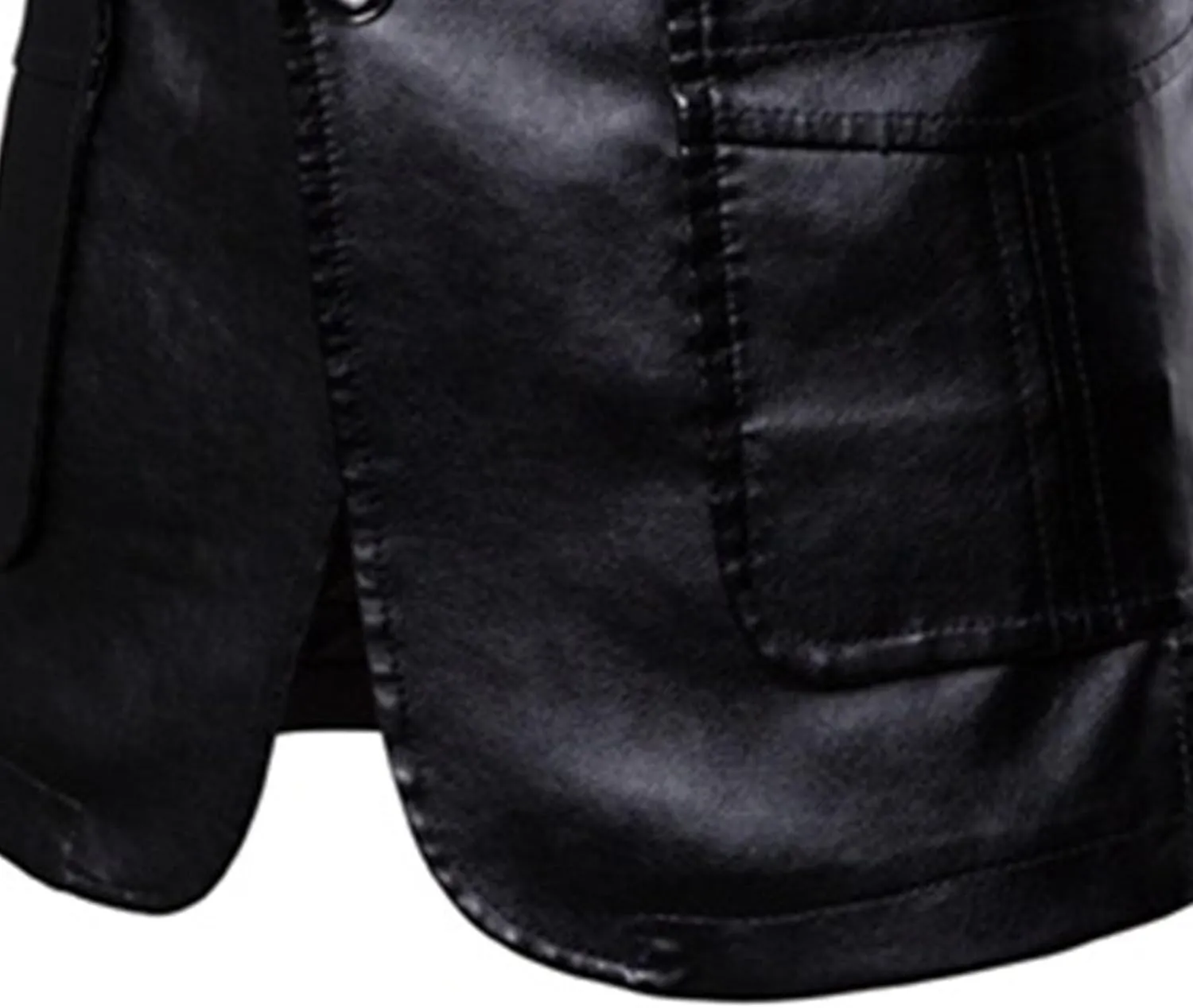 Mens 2 Button Leather Blazer Jacket Faux Leather Sport Suit Coat Regular Fit Lined Business PU Jackets