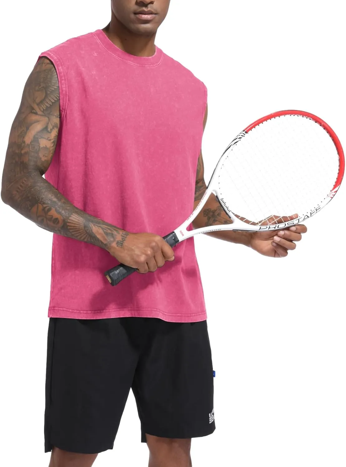 Mens Cotton Workout Gym Tank Top Sleeveless Cut Off Muscle Shirts Acid Wash Tshirts Running Beach Loose Fit Tees